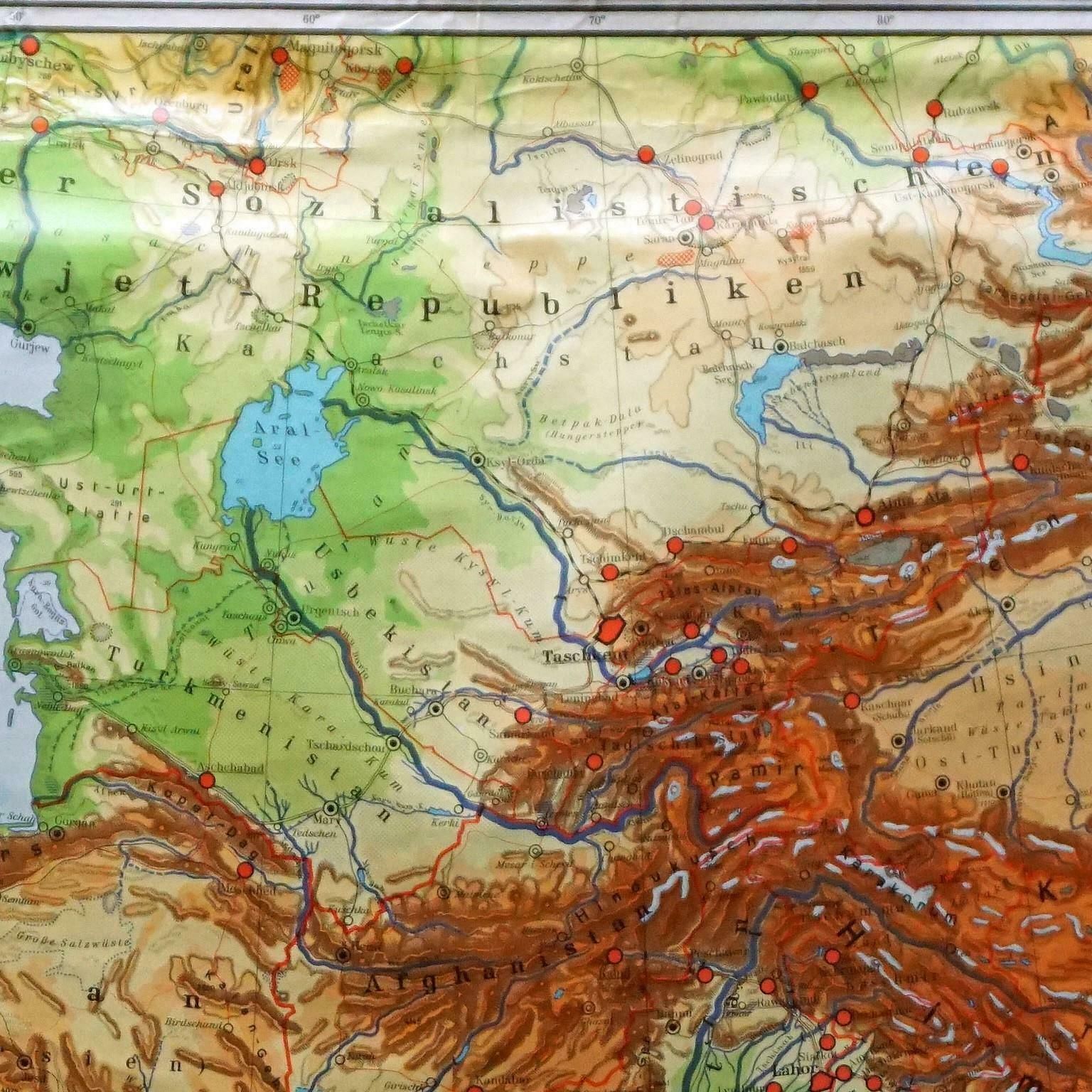 Middle East Saudia Arabia Israel India Map Rollable Mural Vintage Wall Chart photo for sale