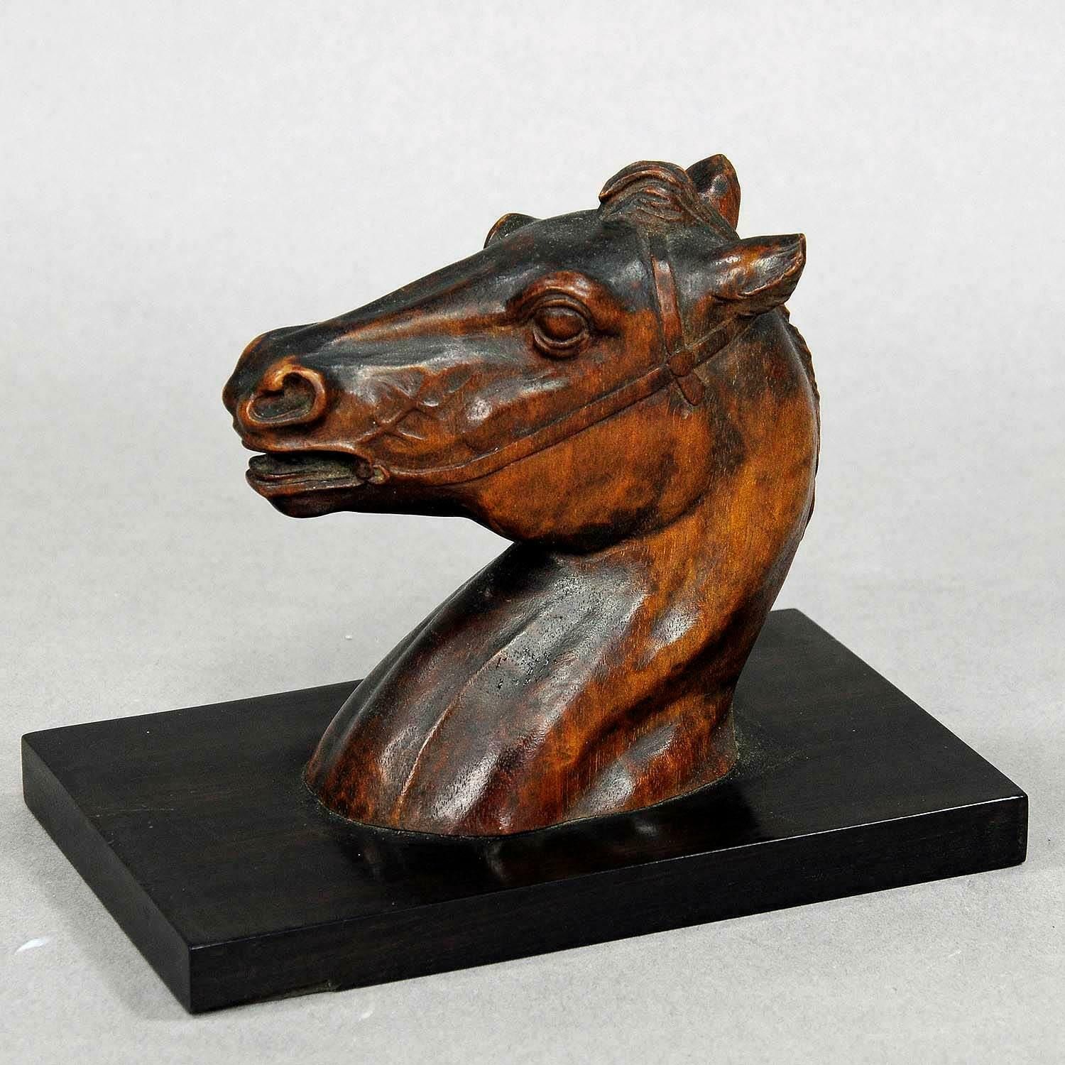 Antique Wooden Carved Horse Paper Weight, Circa 1920 photo for sale