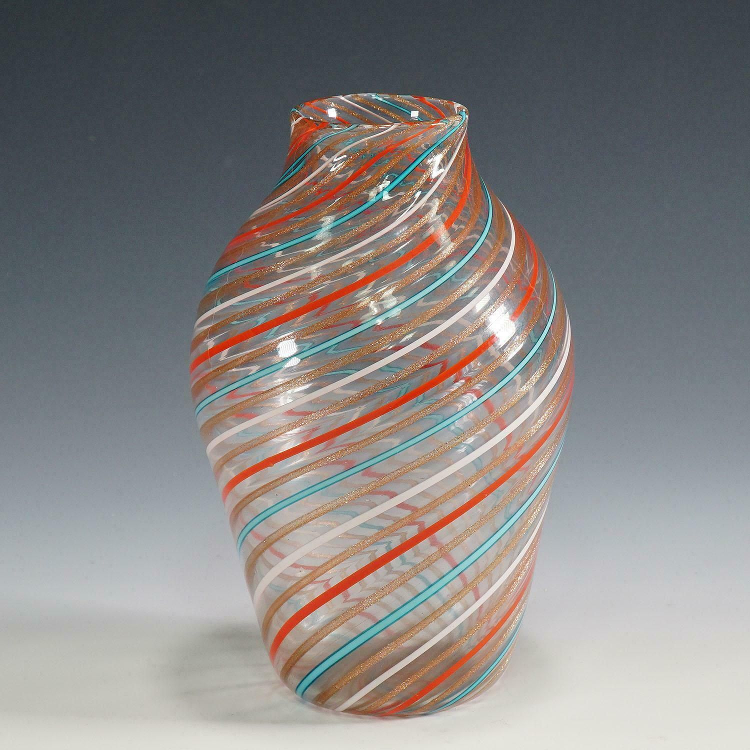 Fratelli Toso Multicoloured A Canne Vase, Murano, Italy, Circa 1965 photo furniture