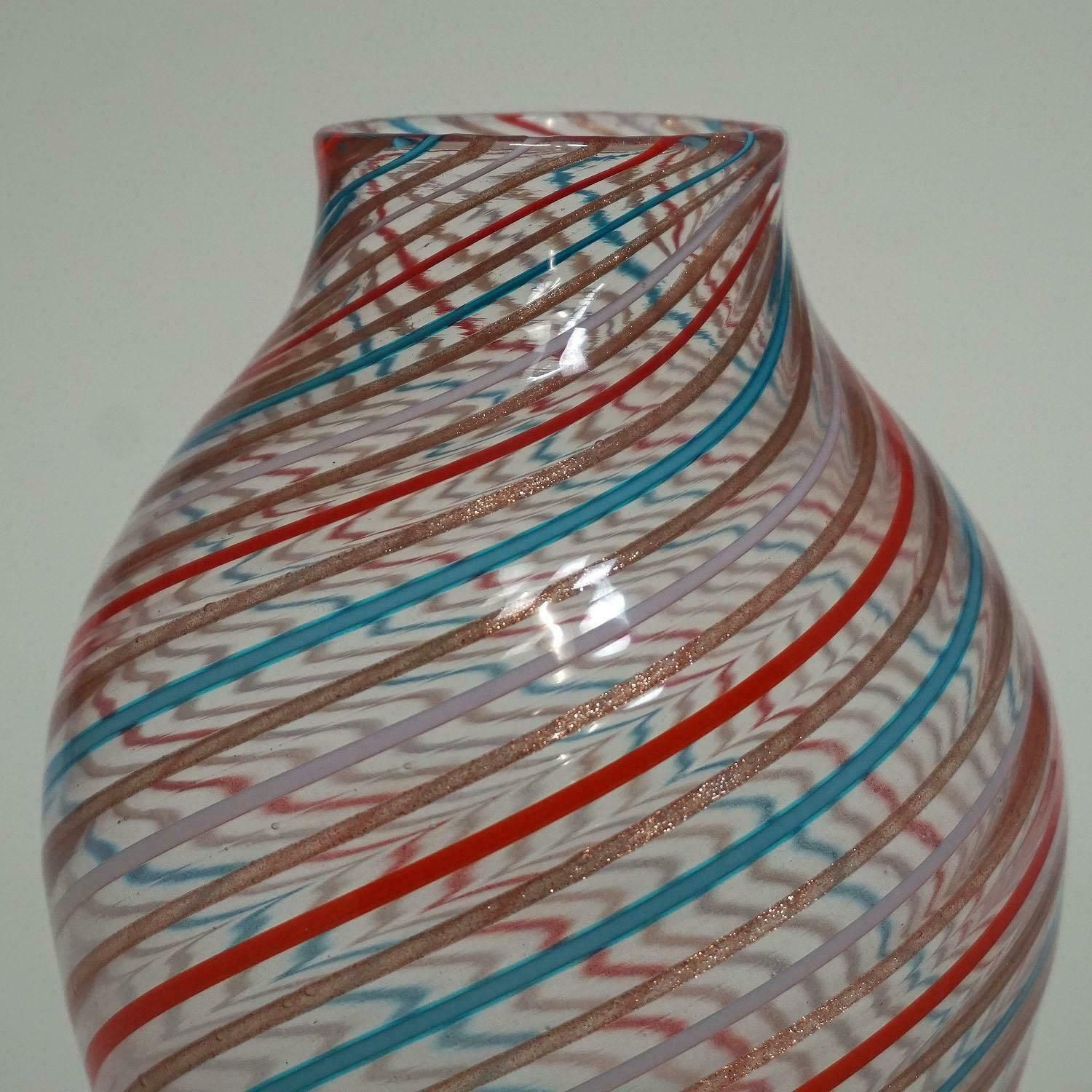 Fratelli Toso Multicoloured A Canne Vase, Murano, Italy, Circa 1965 photo Home Decor