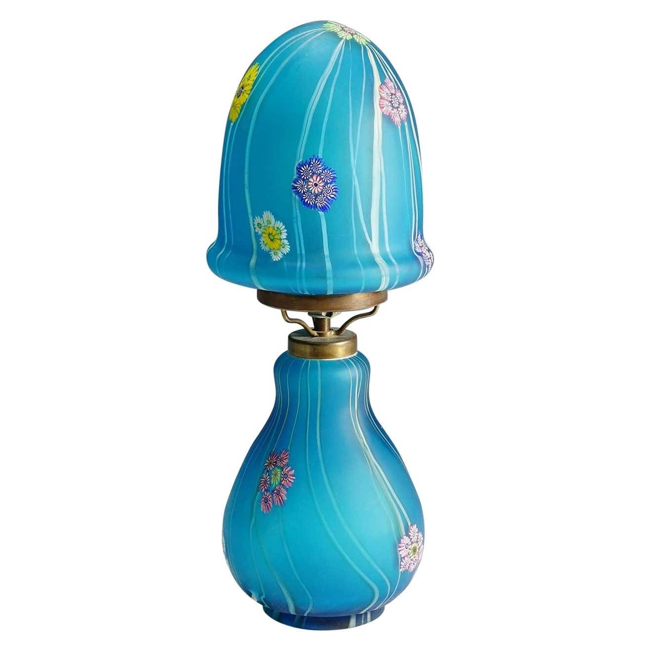 Vintage Fratelli Toso Millefiori Desk Lamp, Murano Circa 1950