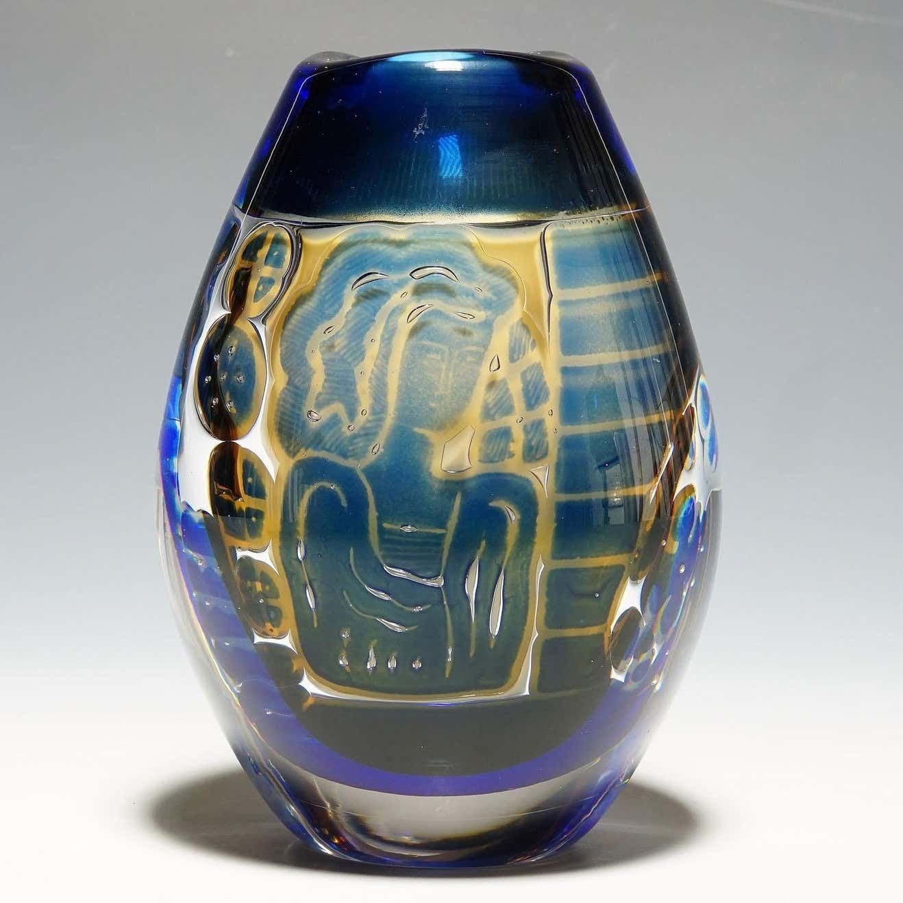 Ariel ''Gondoliere'' Vase By Edvin Oehrstroem For Orrefors, Sweden 1962 photo for sale
