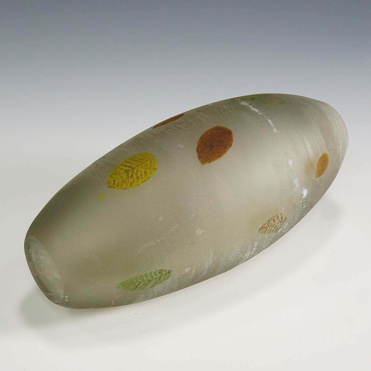 Gino Cenedese ''A Scavo'' Glass Vase With Fall Leaves photo vintage