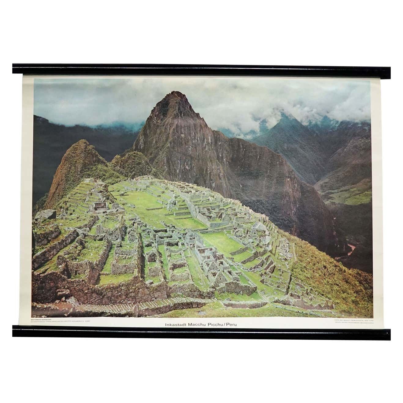 Macchu Picchu Inca City Peru Vintage Photo Poster Rollable Wall Chart