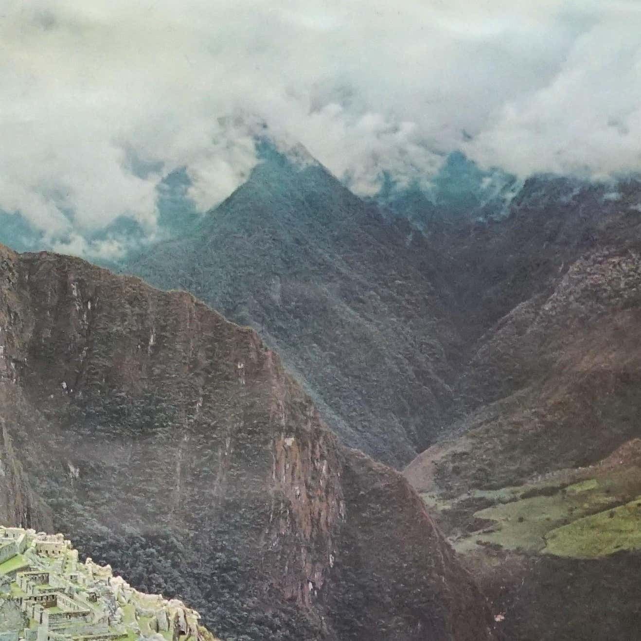 Macchu Picchu Inca City Peru Vintage Photo Poster Rollable Wall Chart photo for sale