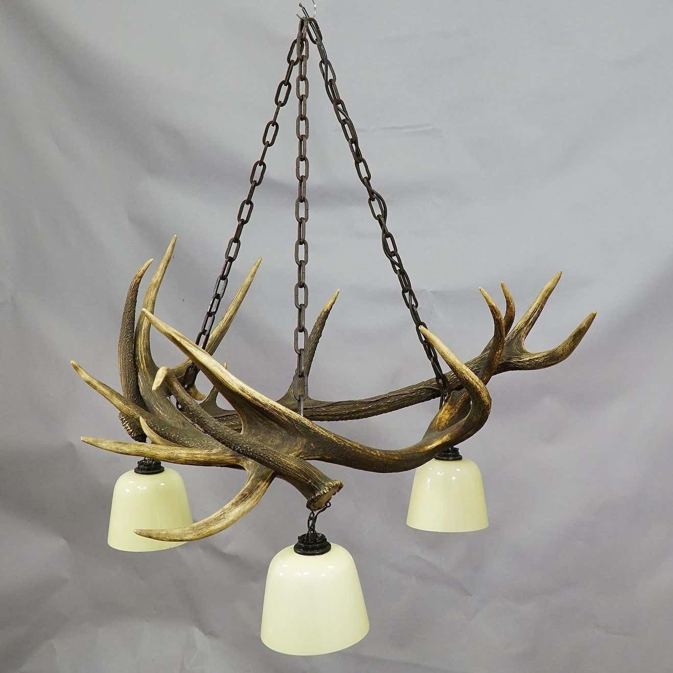 Rustic Antler Lamp With Deer Antlers photo for sale