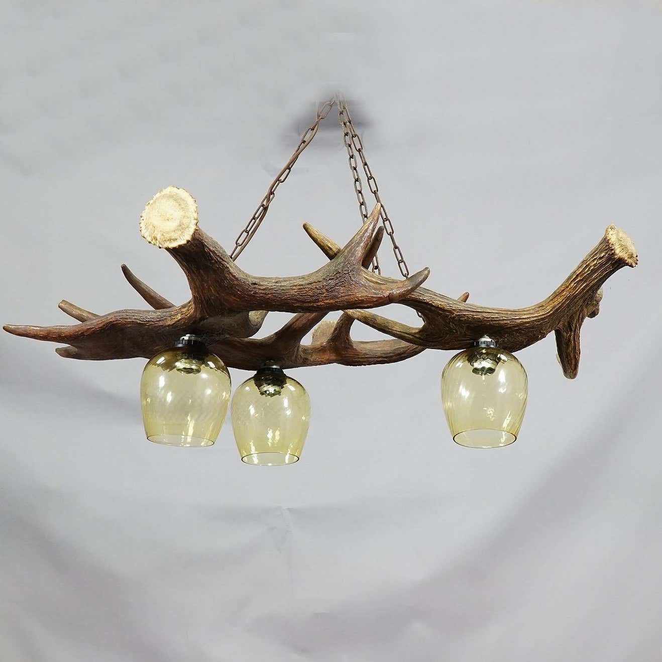 Rustic Antler Lamp With Elk Antlers photo for sale
