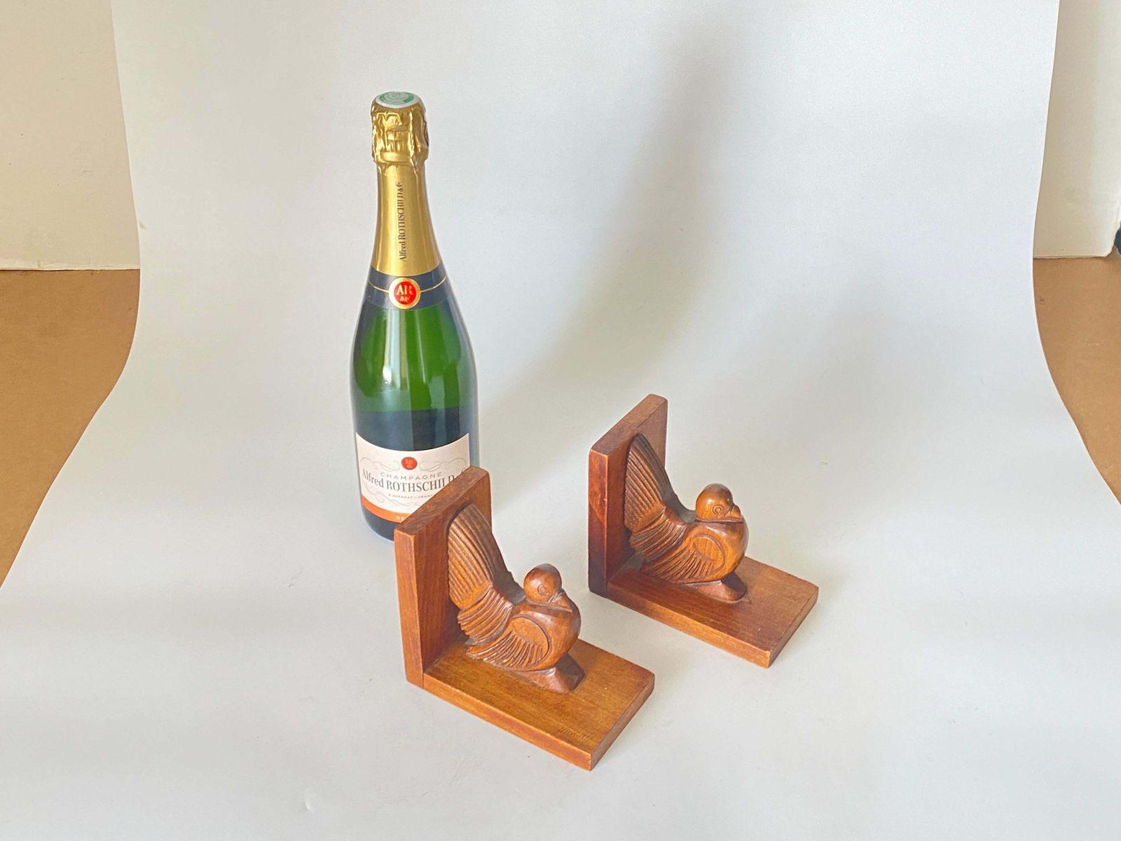 photo for sale Pair Of Art Deco Birds Bookends, Wood, Brown, France, 1940