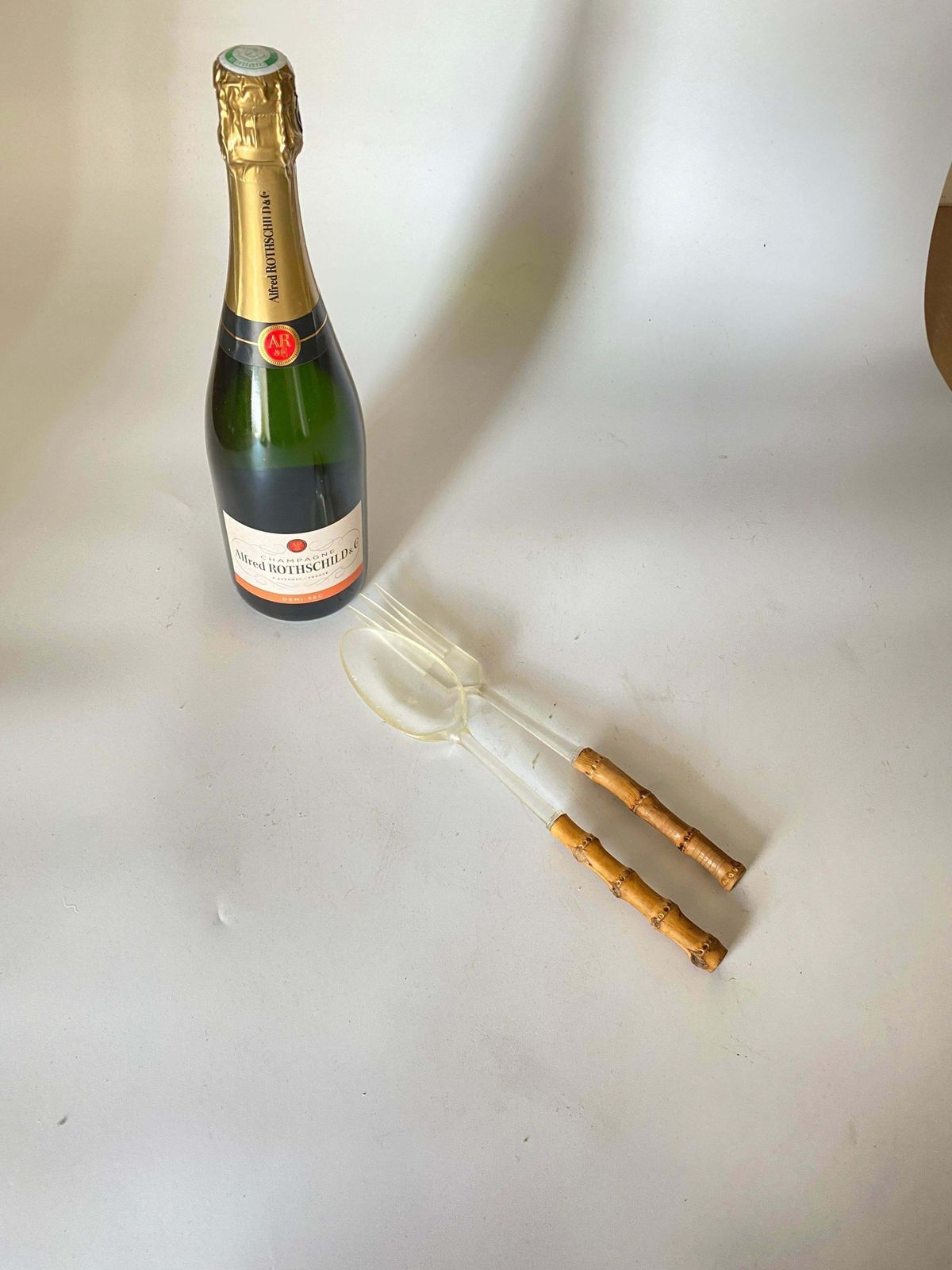 Cutlery France 1970, Fork And Knife 2 Pieces For Salad Service In Faux Bamboo photo vinterior