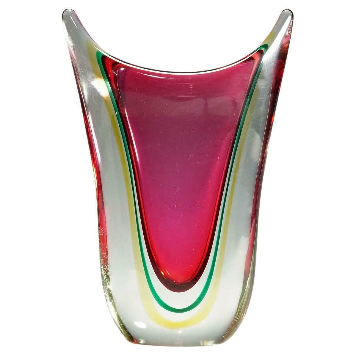 Midcentury Murano Sommerso Art Glass Vase By C.O.V.E.M 1960s