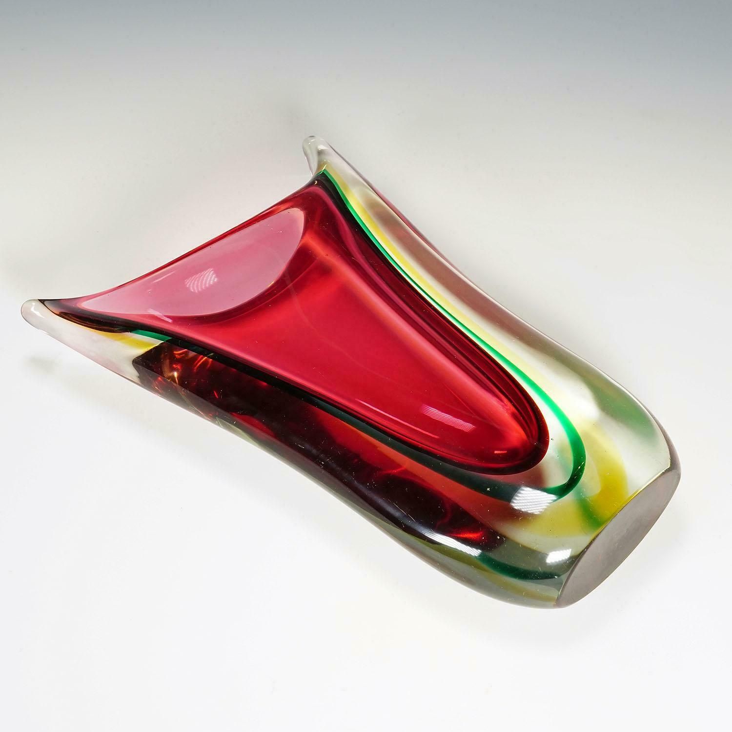 Midcentury Murano Sommerso Art Glass Vase By C.O.V.E.M 1960s photo buy