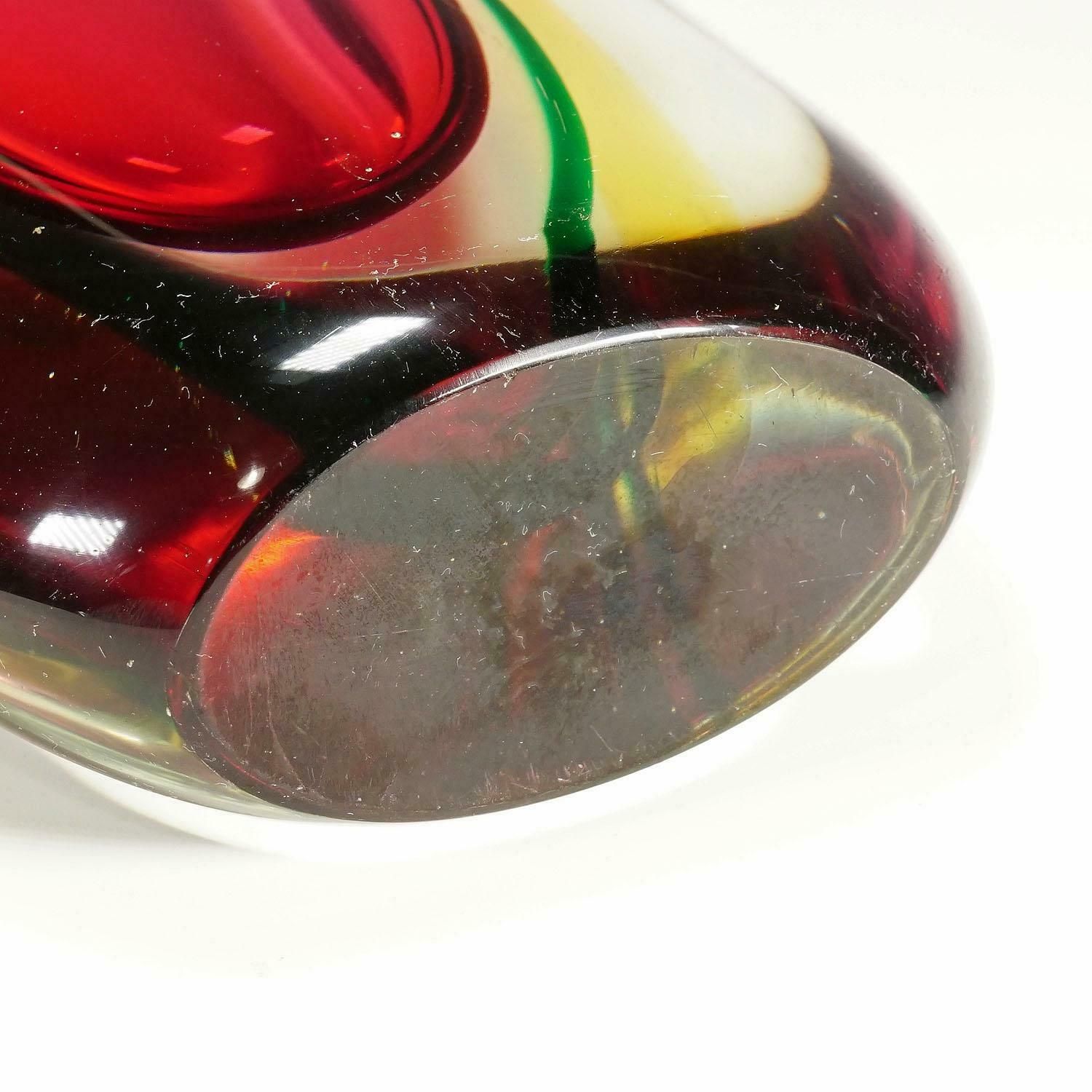 Midcentury Murano Sommerso Art Glass Vase By C.O.V.E.M 1960s photo vintage