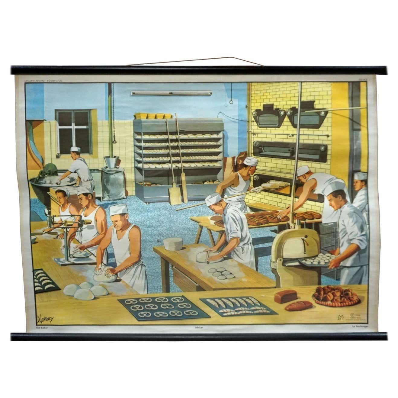 Vintage Wallchart The Backery D.Lordey Rollable Poster Print