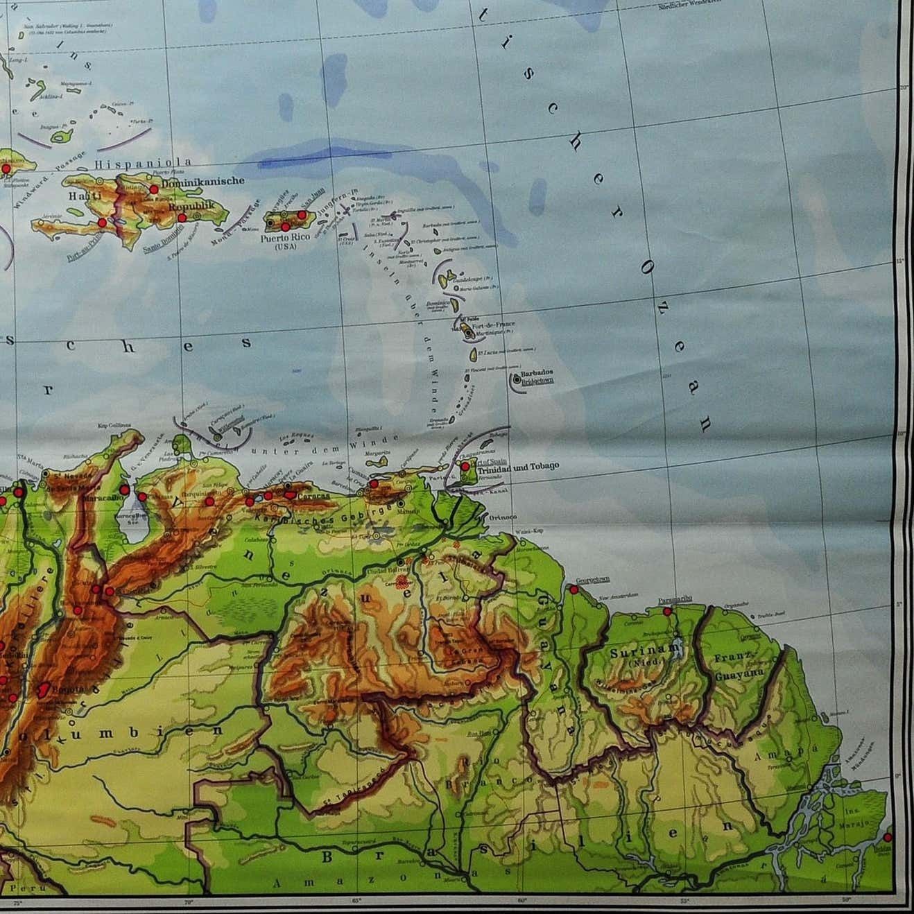 Large Rollable Map Central America Northern South America Wall Chart Poster photo vinterior