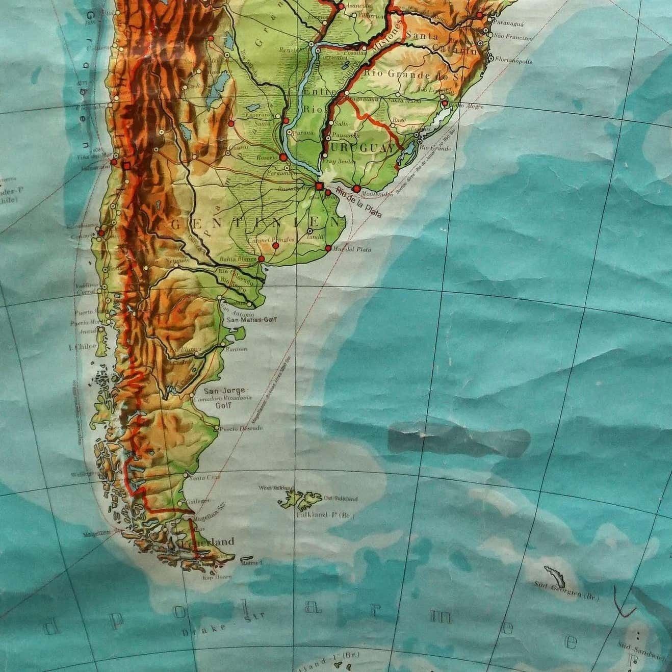 Old Vintage Look Pull Down Map Wall Chart Poster South America photo Art