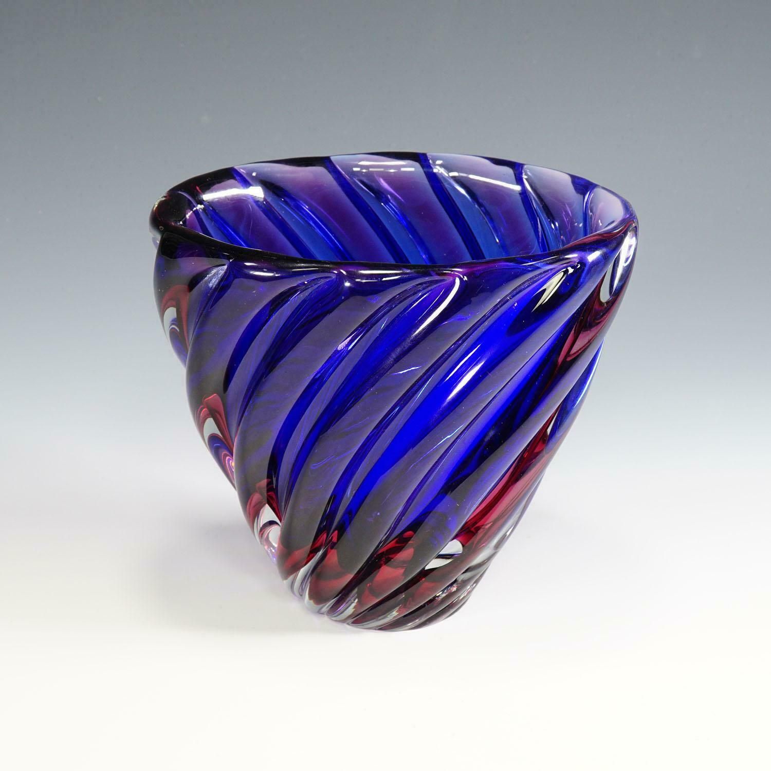Archimede Seguso Murano Ribbed Sommerso Vase, 1950s photo furniture