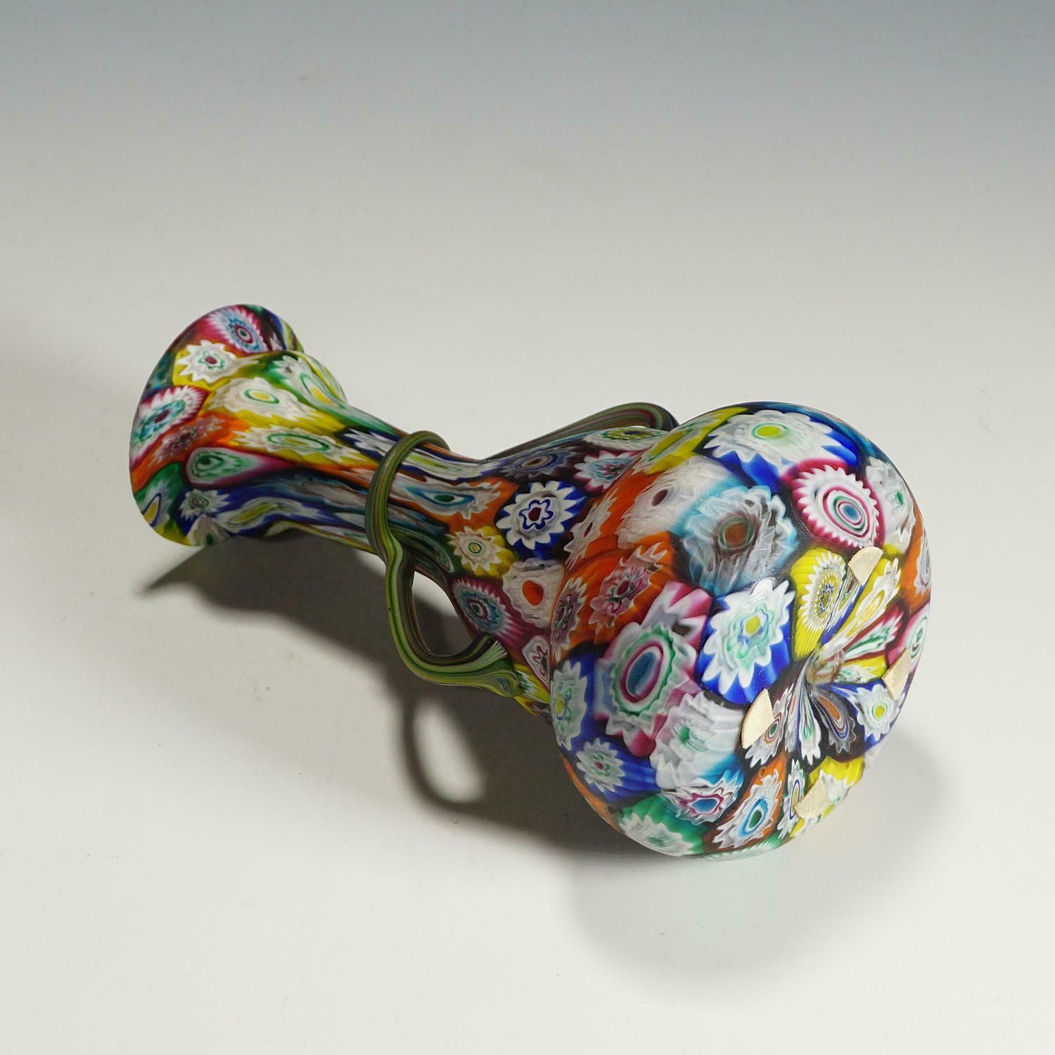 Multicoloured Fratelli Toso Millefiori Murrine Vase, Murano Early 20th Century photo vintage