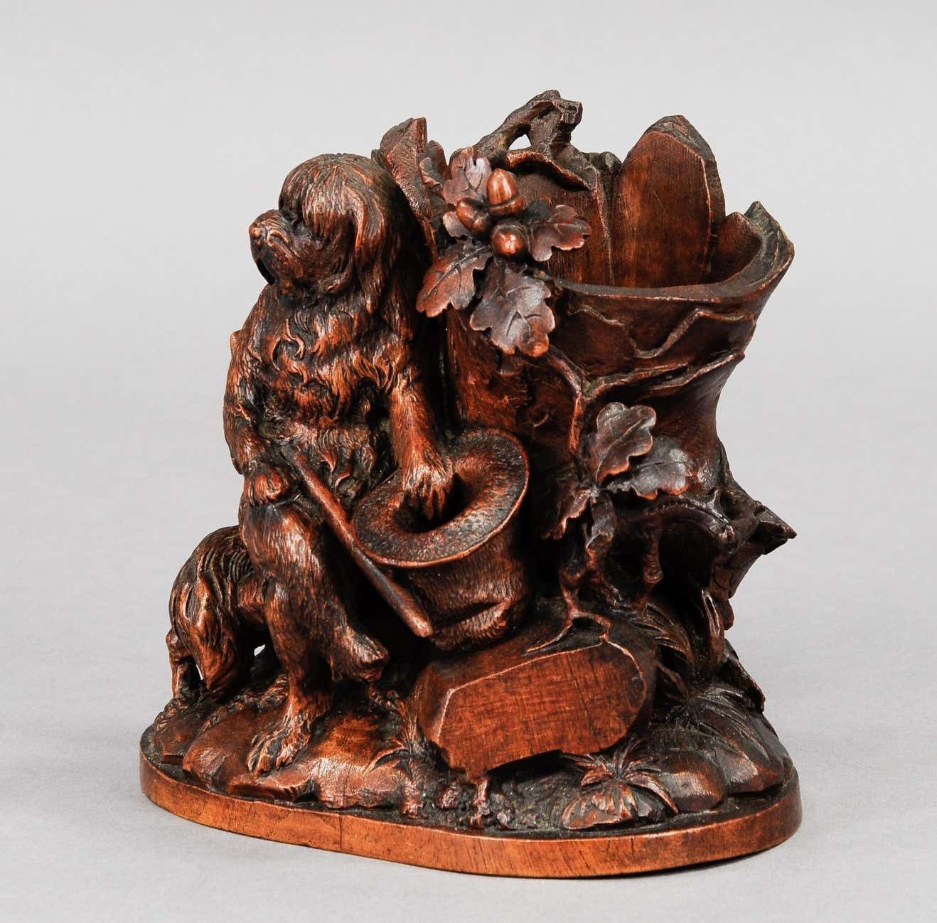 Fine Carved Black Forest Statue Of A Disabled Dog Brienz Circa 1900 photo 2085.0