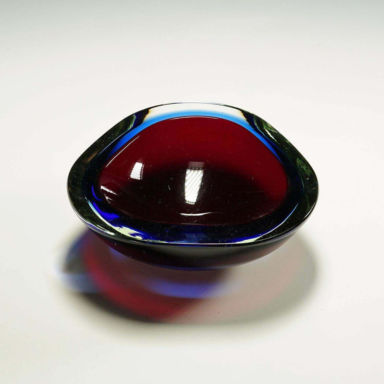 Mid Century Modern Murano Sommerso Art Glass Bowl 1960s photo Home Decor
