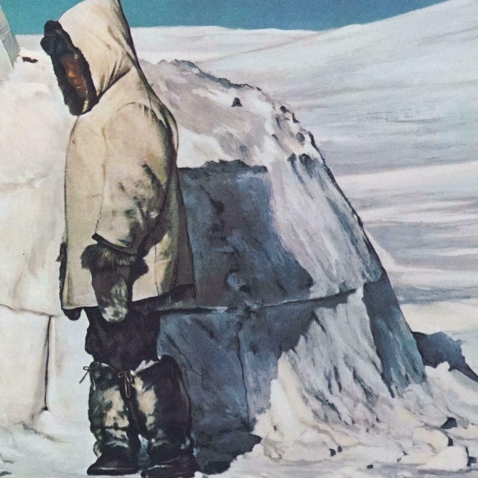Vintage Wall Chart Countrycore Poster Igloo With Eskimo Arctic Winter Lifestyle photo 323.0