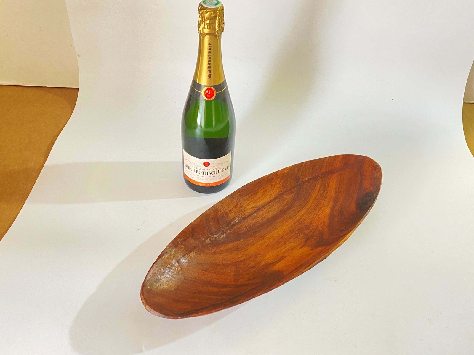 Brutalist Wood Bowl, Large, In A Brown Patina, France, Circa 1960 photo vinterior