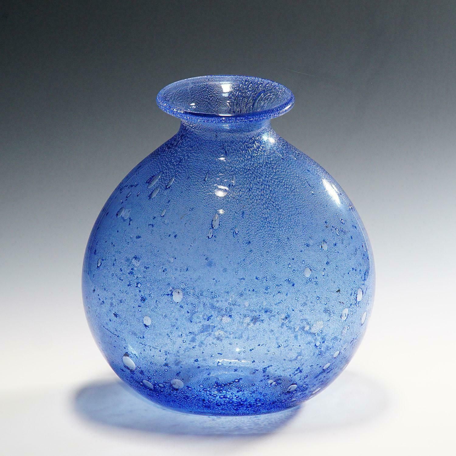 Monumental Ercole Barovier, Barovier & Toso Efeso Blue Vase, 1964 photo for sale