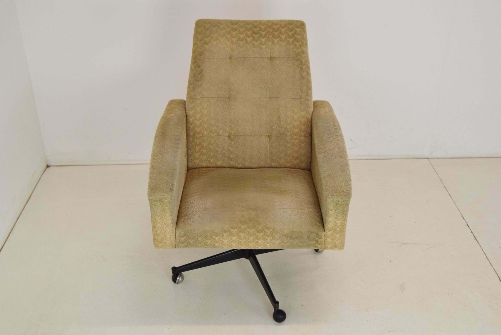 Mid Century Swivel Armchair With Wheels,1970's. photo for sale