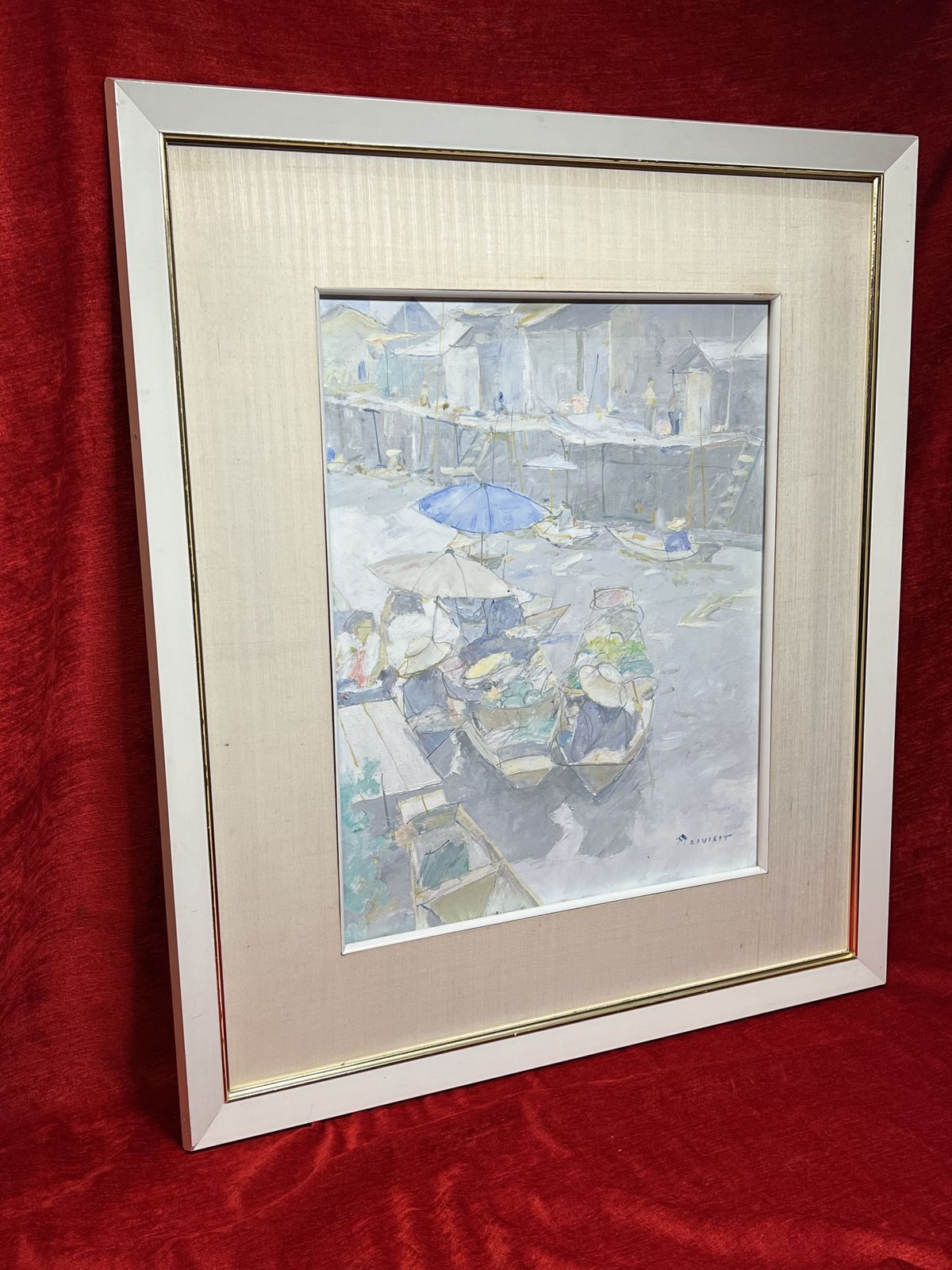photo for sale Impressionist 'Canal Vendors In Thailand' Artwork By Thai Artist Patamares Livisit