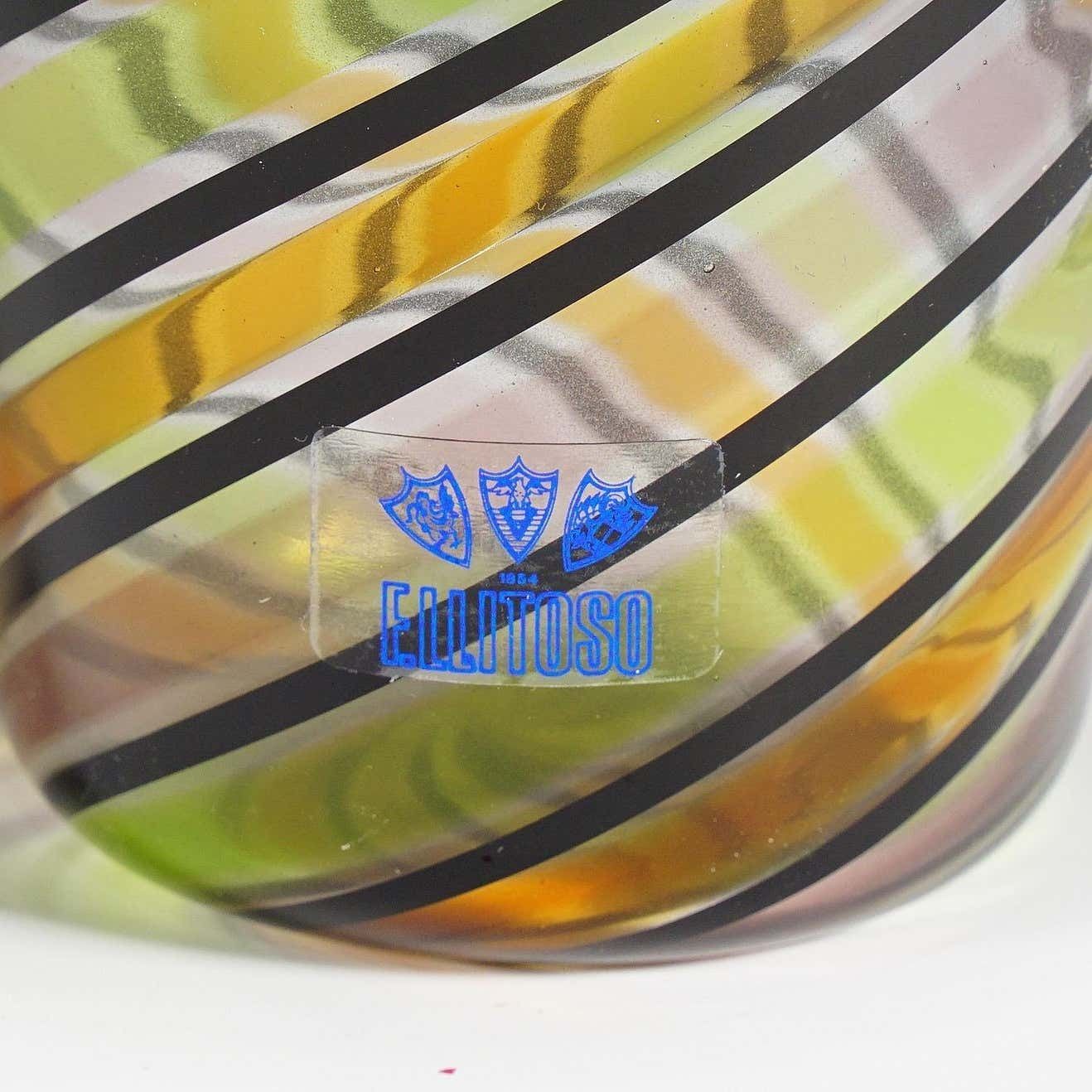 Fratelli Toso A Canne Glass Vase With Handles Murano Italy Ca 1965 photo for sale