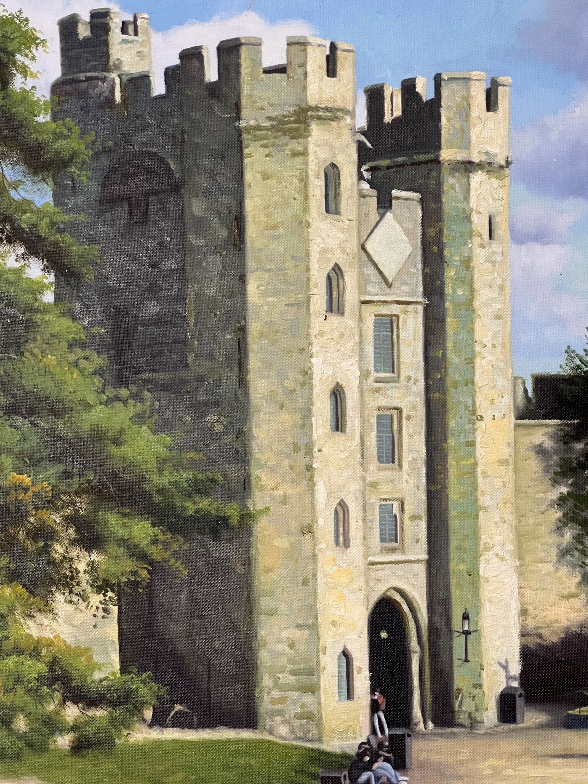 Antique English School Historic Warwick Castle England Oil Painting Signed R Soan photo vinterior