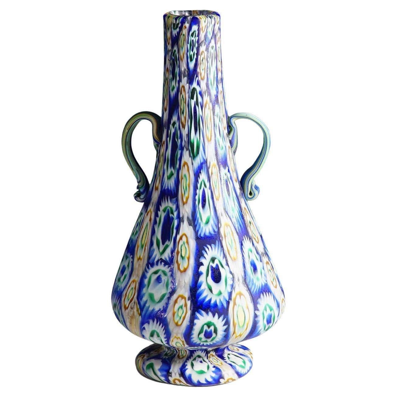 Vetreria Fratelli Toso Millefiori Murrine Vaas Murano Begin 20e Eeuw