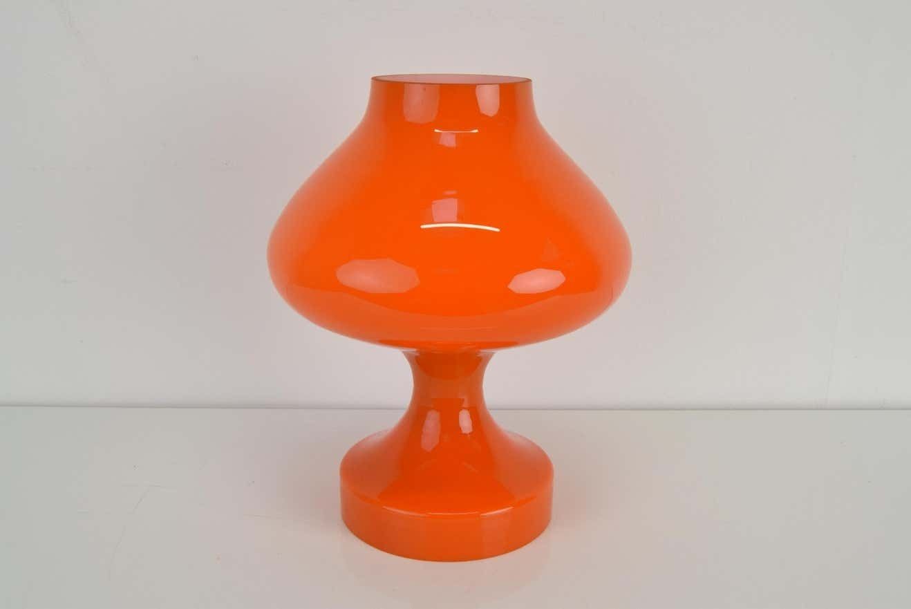 All Glass Orange Table Lamp By Valasske Mezirici1970's photo furniture
