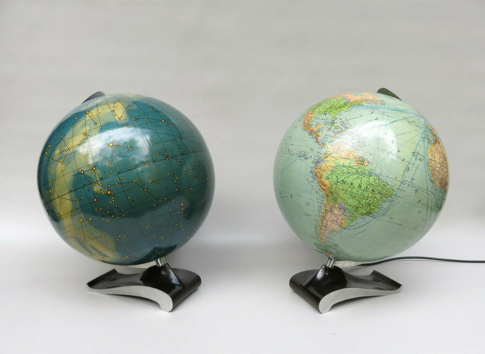 Extraordinary Globes Columbus Duo Earth Globe And Columbus Celestial Globe, 1950s, Set Of 2 photo furniture