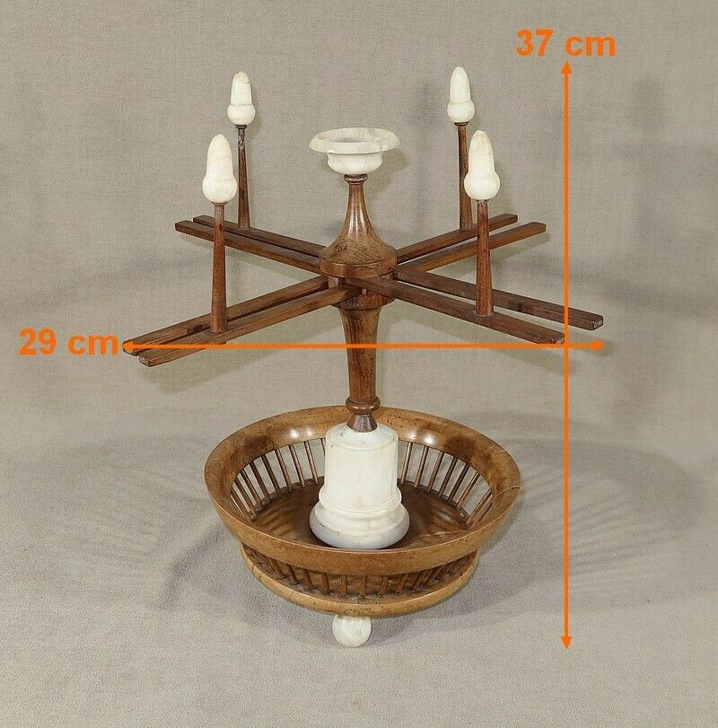 photo vinterior Small Wool Dispenser In Wood And Alabaster, Early 19th Century