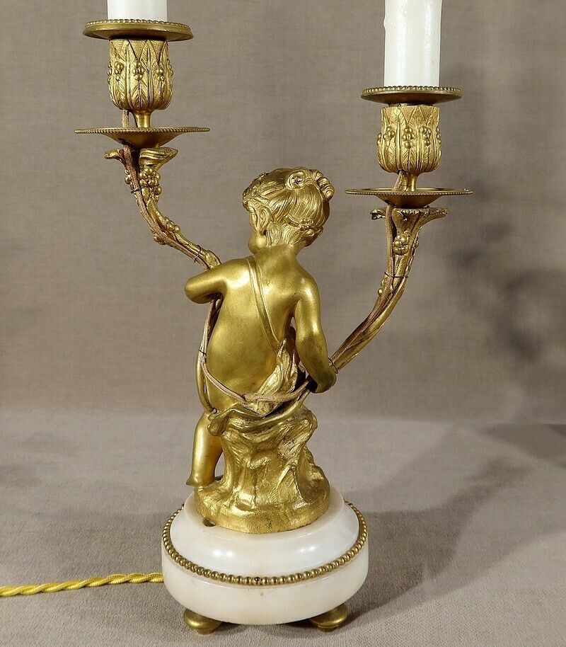 photo vintage Pair Of Candlesticks In Gilt Bronze, Louis XVI Style, 19th Century