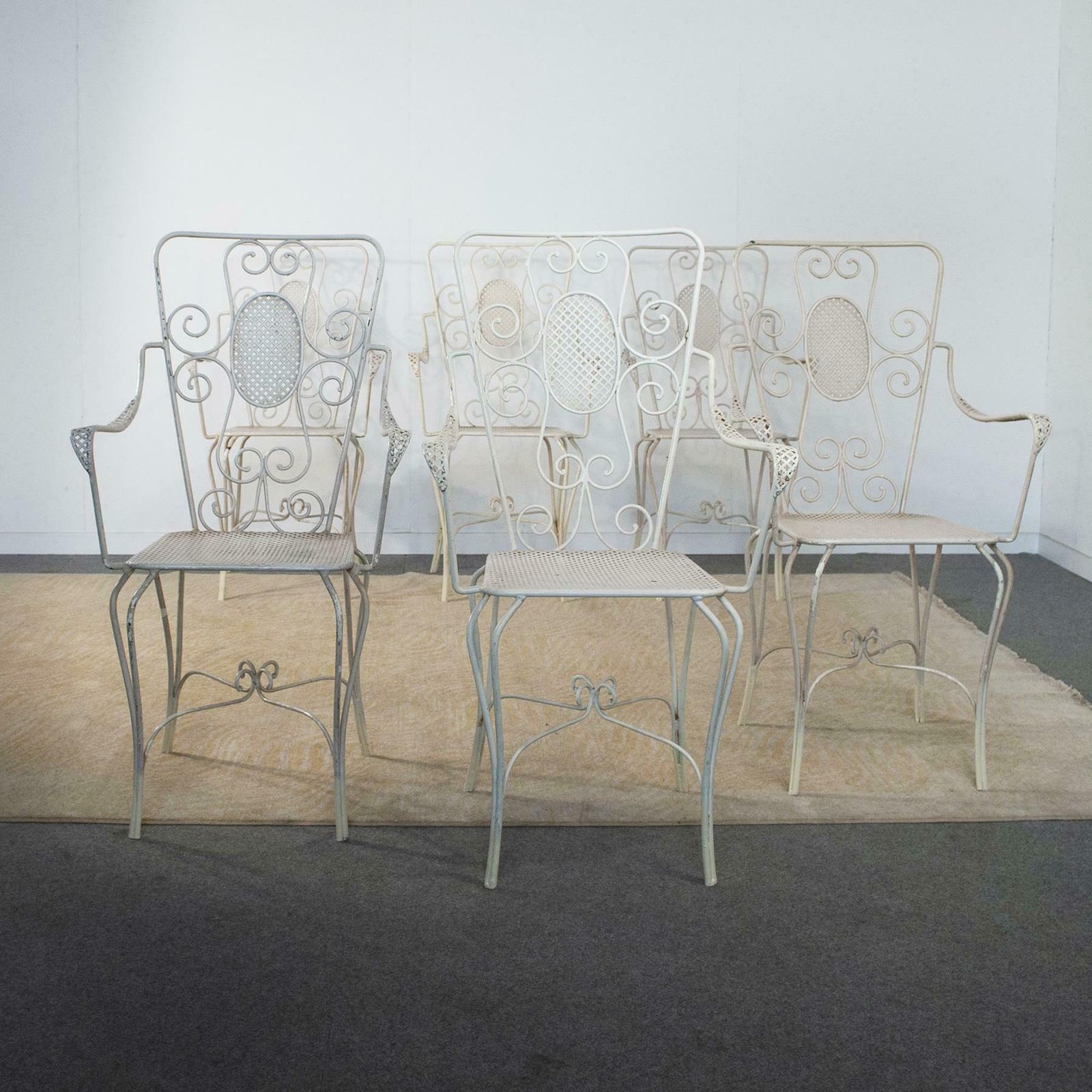 Casa E Giardino, Six White Painted Metal Chairs, 1942 photo vinterior