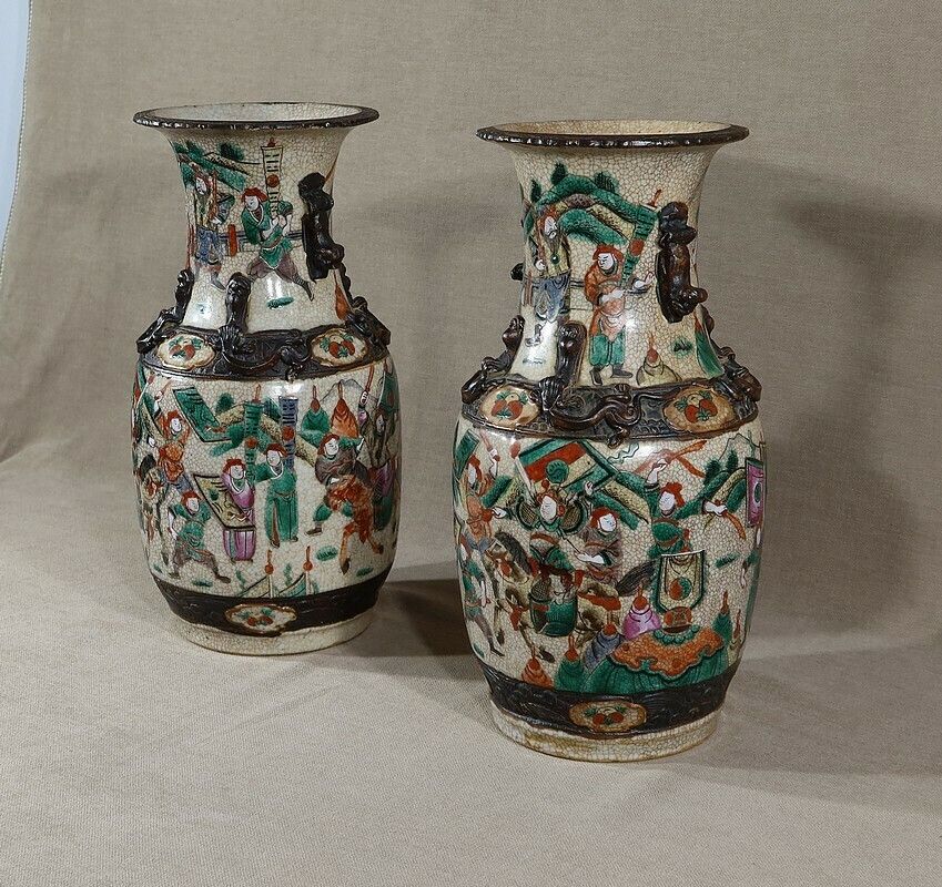 Pair Of Nanjing Porcelain Vases, China, Late 19th Century photo for sale