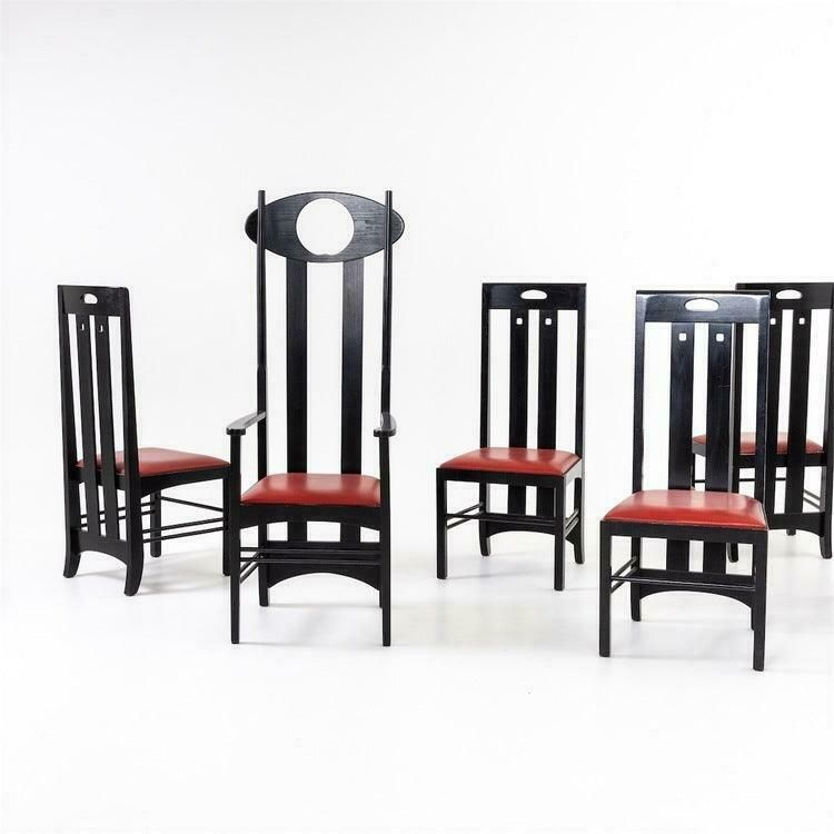 Stoelen In De Stijl Van Charles Rennie Mackintosh, Vermoedelijk Jaren 1970 photo furniture