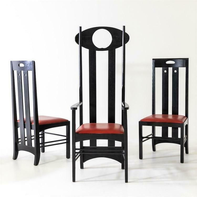 3358.0 Stoelen In De Stijl Van Charles Rennie Mackintosh, Vermoedelijk Jaren 1970 photo