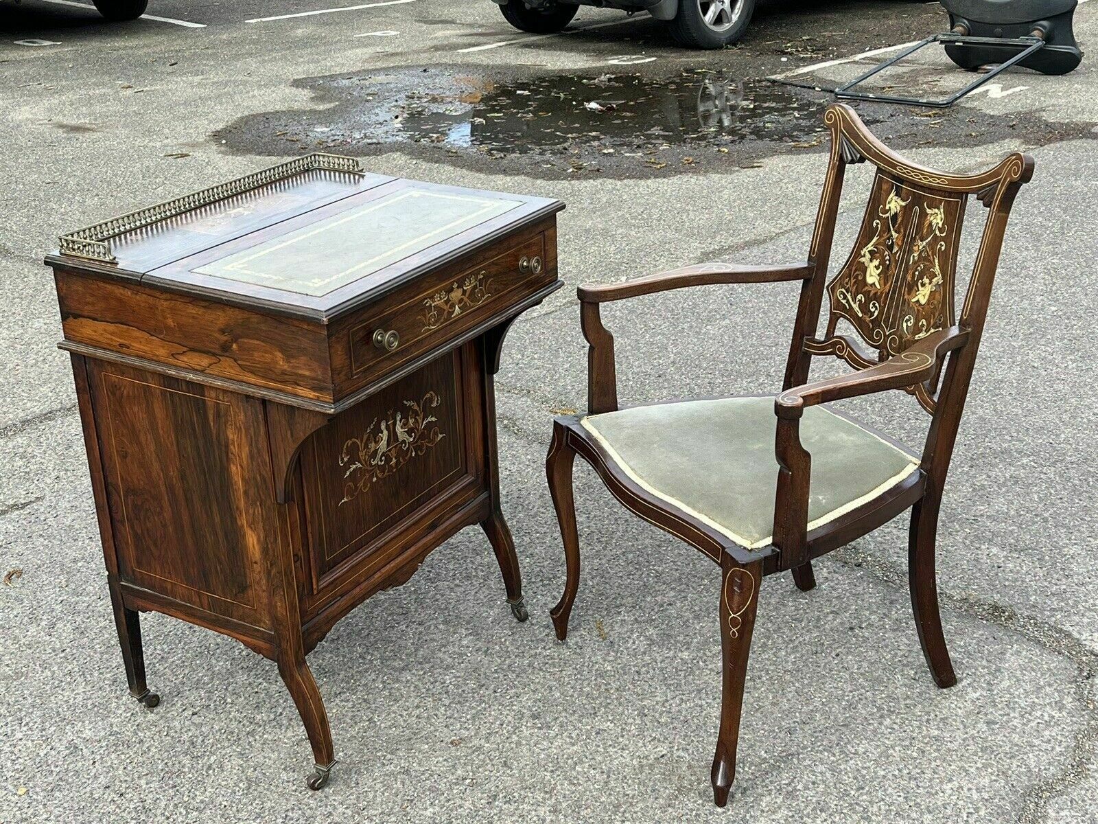 Victorian Rosewood Davenport Desk And Chair Possibly By James Shoolbred photo buy