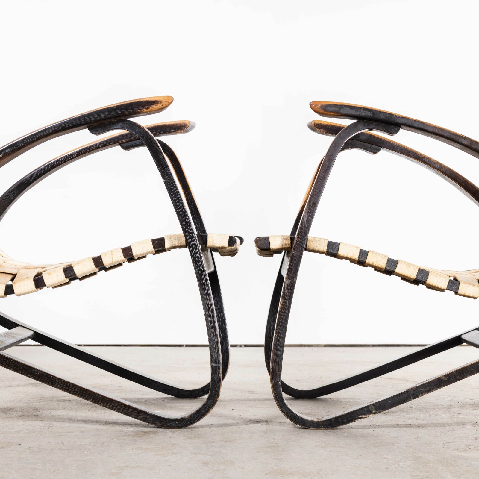 1930’s Pair Of Webbed Bentwood Armchairs By Jan Vanek photo vinterior