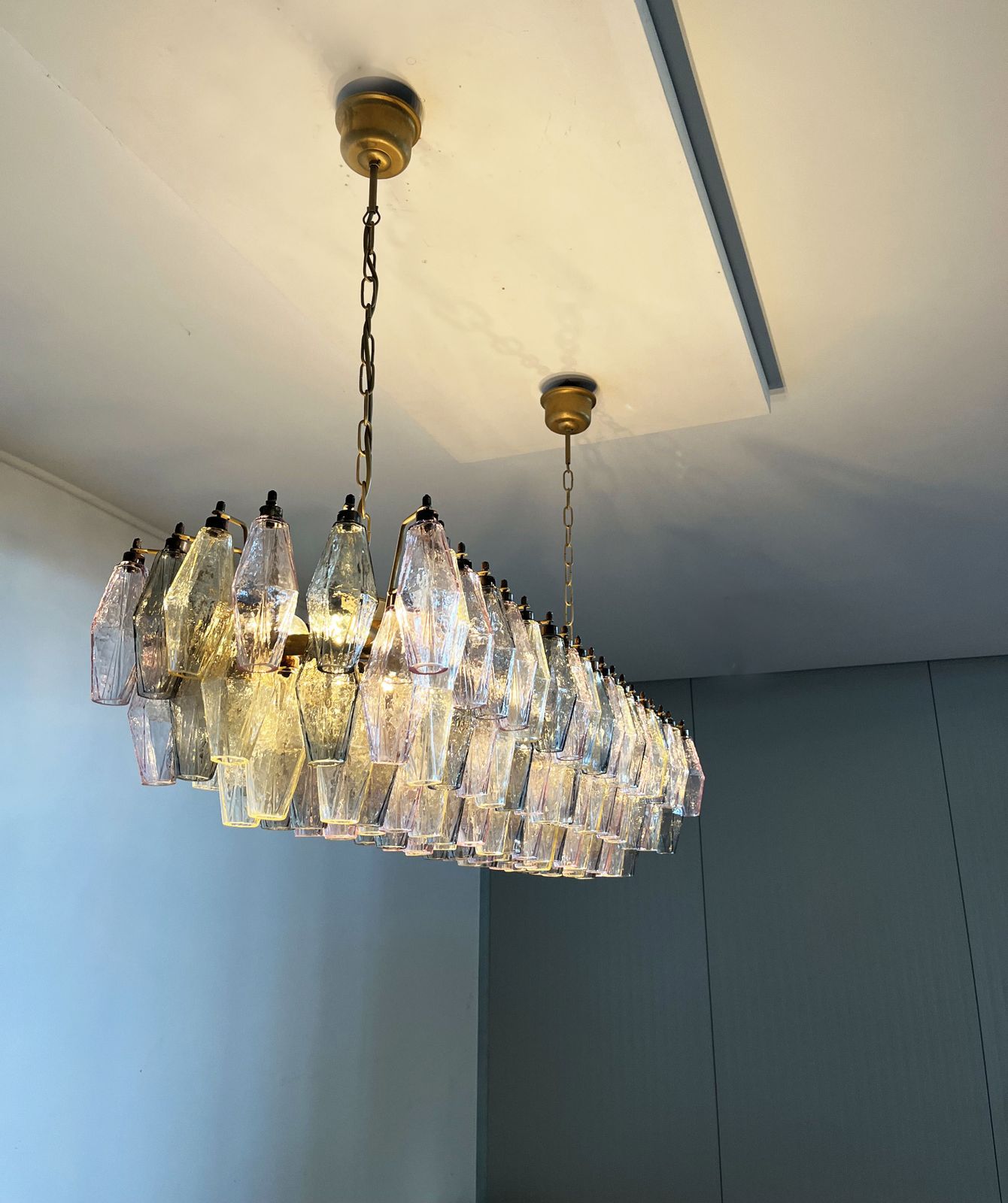 Elegant Murano Poliedri Chandelier   Carlo Scarpa   138 Multicolored Glasses photo 2990.0