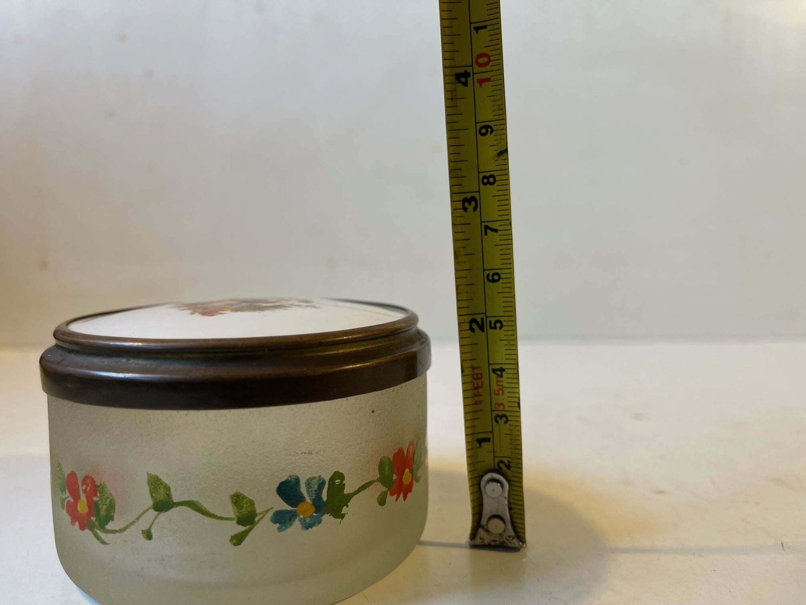 photo furniture Antique French Powder Trinket In Hand Painted Porcelain & Glass