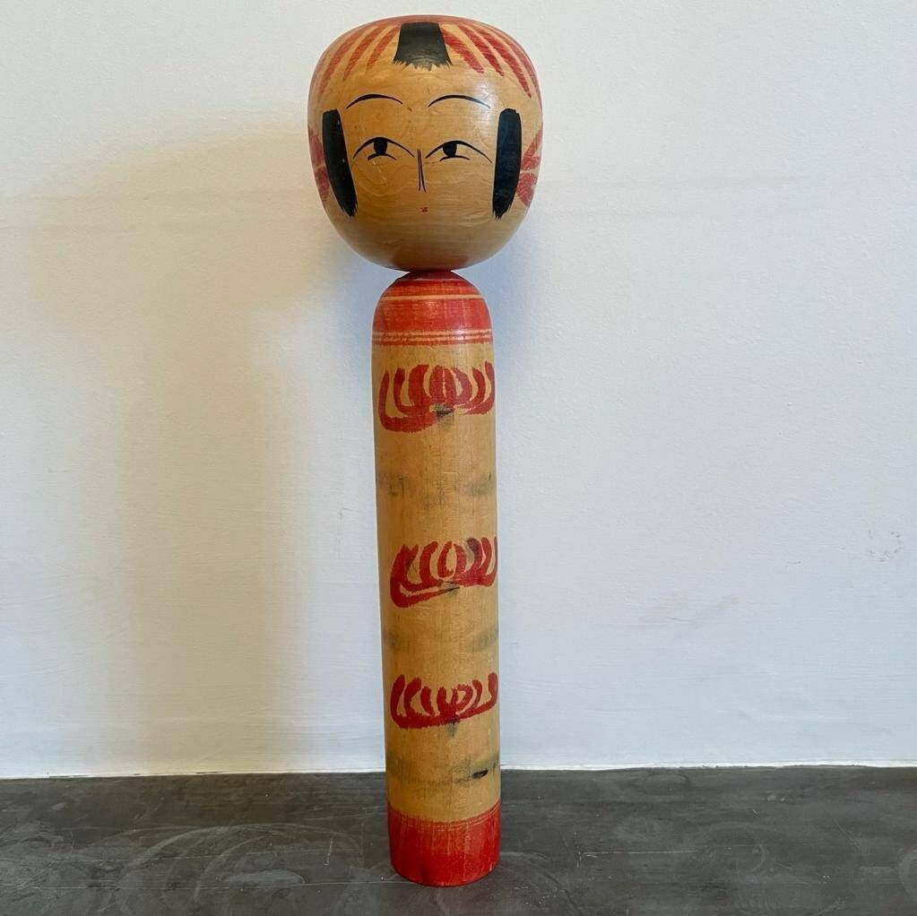 Vintage Japanese Kokeshi Wooden Doll Side Signed
