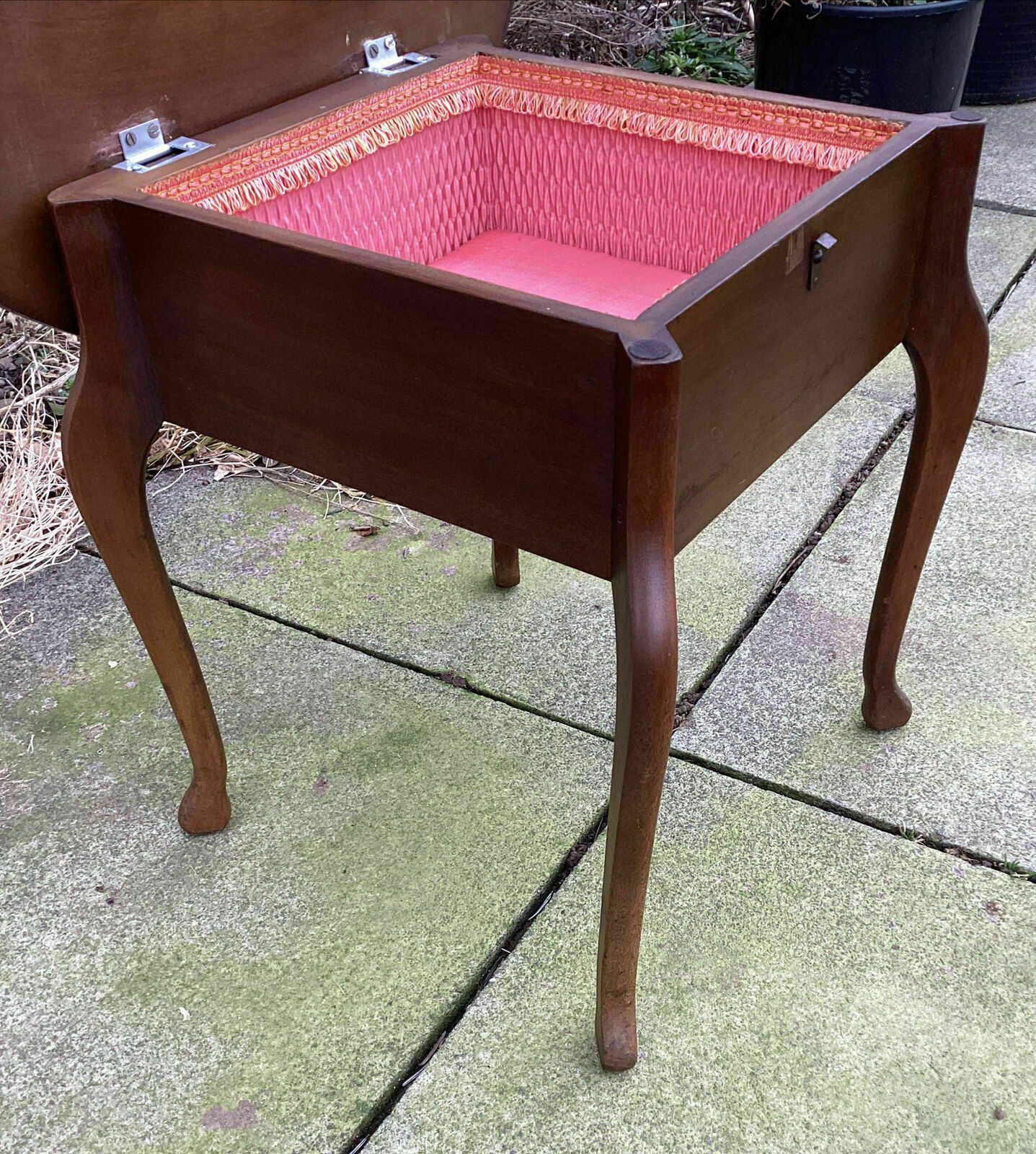 photo buy Cws Wooden Sewing Work Table.. Lift Up Lid To Lined Interior Section.