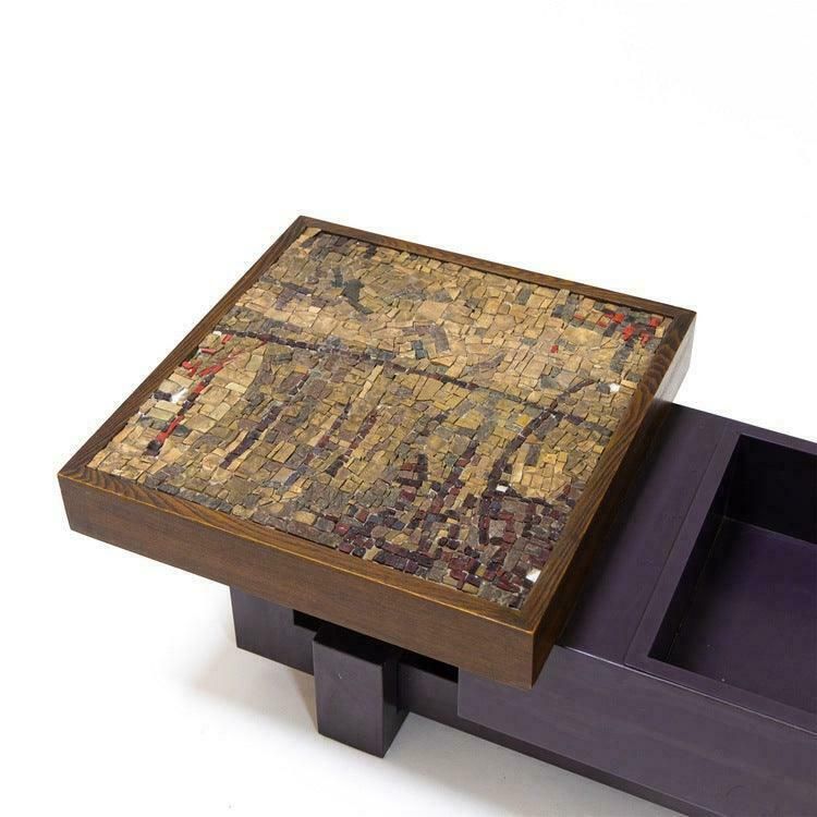 Coffee Table With Stone Mosaic, Probably Italy, Mid 20th Century photo Furniture