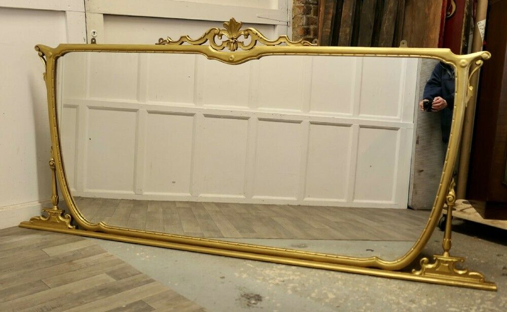 A Very Large Art Nouveau Gilt Over Mantle Mirror photo 2940.0