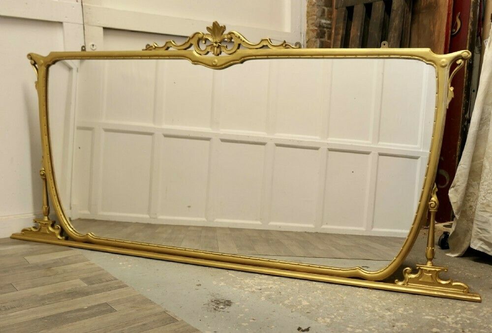 photo furniture A Very Large Art Nouveau Gilt Over Mantle Mirror