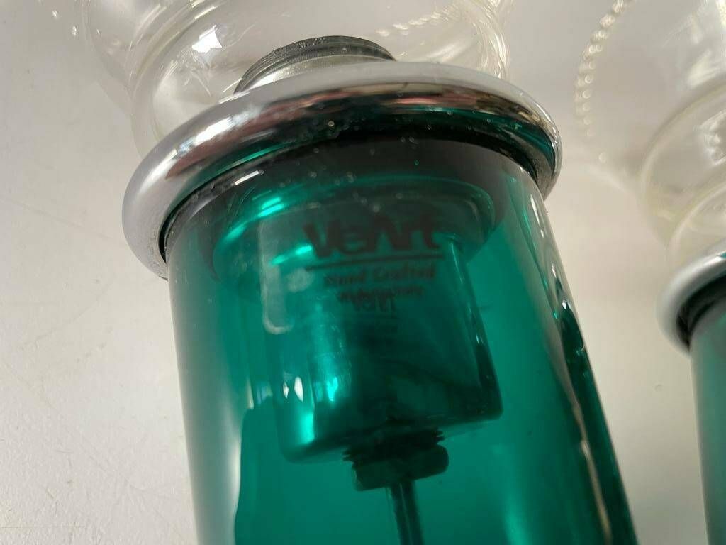 Green Italian Hand Crafted Semi Transparent Murano Glass Pair Of Large Sconces By Veart, 1970s, Italy photo 3423.64