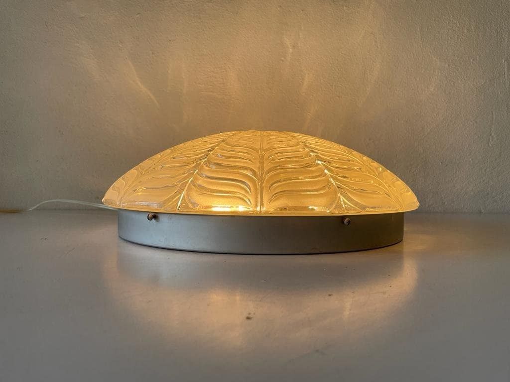 Glass And Metal Large Flush Mount Ceiling Or Wall Lamp By Peill Und Putzler, 1970s, Germany photo vinterior